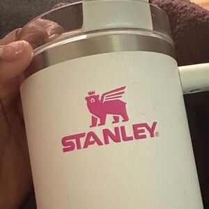 Stanley White Tumbler with Pink Logo
